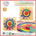 Reloj colorido y digital 12 números juego de madera juego de puzzle para los niños Jugar